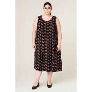 Women’s JL Studio Multicolor Floral Sheer Black Sleeveless Dress Sz 22W